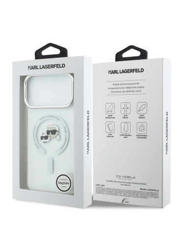 Karl Lagerfeld для iPhone 17 Pro Max чехол IML NFT Karl & Choup Heads Metal camera Hard White (MagSafe)
