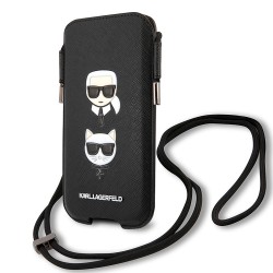 Чехол-карман Karl Lagerfeld для смартфонов Pouch PU Saffiano Karl & Choupette Black (M-size)