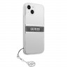 Чехол Guess 4G Stripe Hard Transparent +Silver charm для iPhone 13 mini