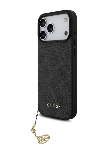 (Уценка) Guess для iPhone 17 Pro чехол PU 4G Classic Metal logo Hard + Charm Black (MagSafe)