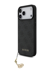 (Уценка) Guess для iPhone 17 Pro чехол PU 4G Classic Metal logo Hard + Charm Black (MagSafe)