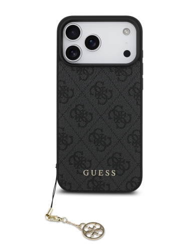 (Уценка) Guess для iPhone 17 Pro чехол PU 4G Classic Metal logo Hard + Charm Black (MagSafe)