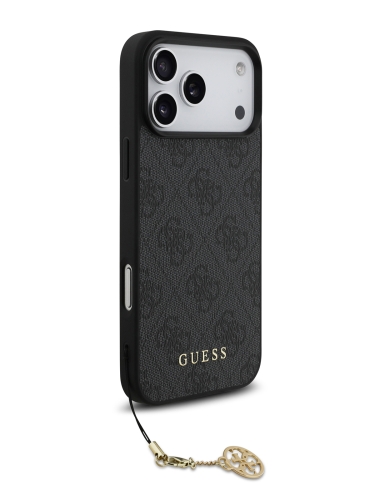 (Уценка) Guess для iPhone 17 Pro чехол PU 4G Classic Metal logo Hard + Charm Black (MagSafe)