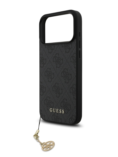 (Уценка) Guess для iPhone 17 Pro чехол PU 4G Classic Metal logo Hard + Charm Black (MagSafe)