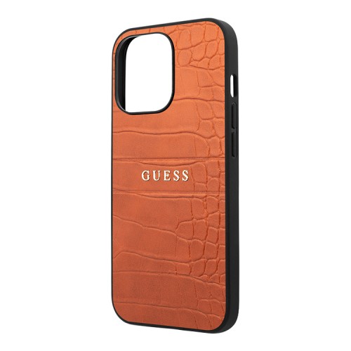 Чехол Guess PU Croco with metal logo Hard для iPhone 13 Pro, оранжевый