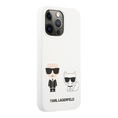 Чехол Lagerfeld Liquid silicone Karl & Choupette Hard для iPhone 13 Pro Max, белый