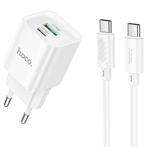 HOCO СЗУ C147A Charm charger set Type-C PD20W + USB-A QC3.0 +кабель C-to-C White