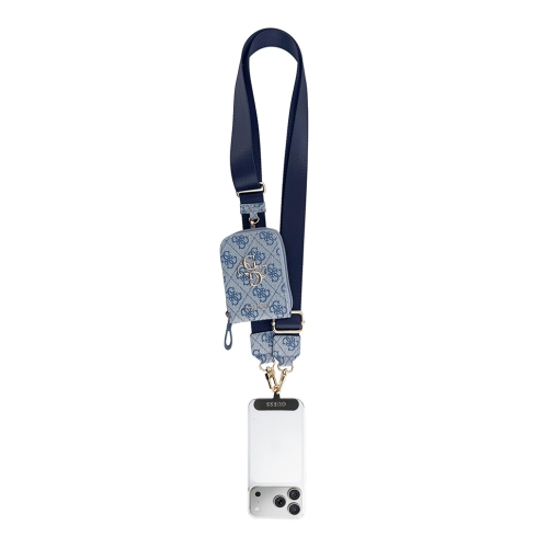 Guess шнурок на шею Universal Crossbody PU Strap 4G Big metal Logo + Smartphone patch + Wallet Blue