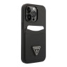 Чехол Guess PU Saffiano Double cardslot w Metal triangle logo Hard для iPhone 14 Pro, черный
