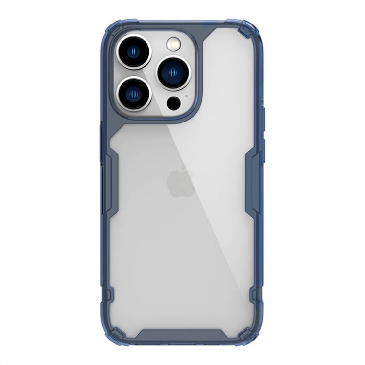 Чехол Nillkin Nature Pro для iPhone 14 Pro Max, прозрачный/синяя рамка