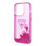 Чехол Guess Liquid glitter Triangle logo Hard Translucent для iPhone 14 Pro, фуксия