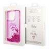 Чехол Guess Liquid glitter Triangle logo Hard Translucent для iPhone 14 Pro, фуксия