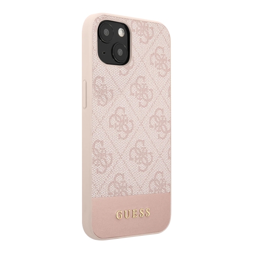 Чехол Guess PU 4G Bottom stripe Metal logo Hard для iPhone 13, розовый