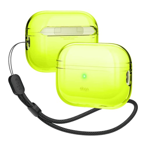 Чехол Elago Clear case with Round strap для AirPods Pro 2, Neon Yellow