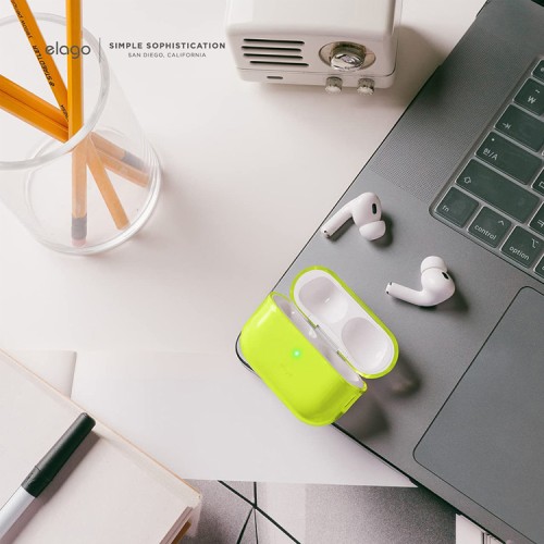 Чехол Elago Clear case with Round strap для AirPods Pro 2, Neon Yellow