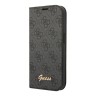Чехол Guess PU 4G Script metal logo Booktype для iPhone 14 Pro, черный