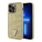 Чехол Guess Diamond Rhinestone Triangle metal logo Hard для iPhone 14 Pro, золотой