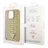 Чехол Guess Diamond Rhinestone Triangle metal logo Hard для iPhone 14 Pro, золотой