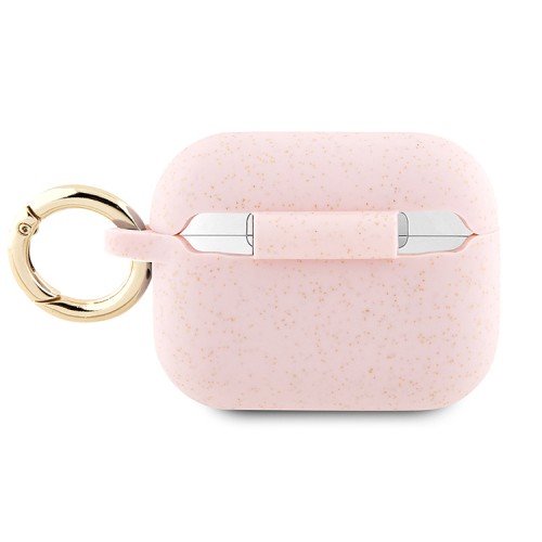 Чехол Guess Silicone Glitter с кольцом для Airpods Pro 2, розовый