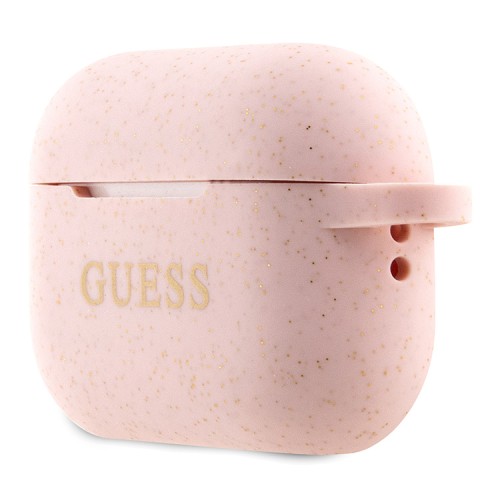 Чехол Guess Silicone Glitter с кольцом для Airpods Pro 2, розовый