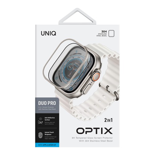 Защитное стекло Uniq OPTIX DUO PRO Anti-reflective со стальной рамкой для Apple Watch Ultra 49 мм