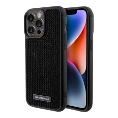 Lagerfeld для iPhone 15 Pro чехол Diamond Rhinestone Metal logo Hard Black
