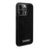 Lagerfeld для iPhone 15 Pro чехол Diamond Rhinestone Metal logo Hard Black