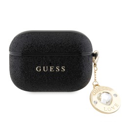 Guess для Airpods Pro чехол Fixed Glitters with Heart Diamond charm Black