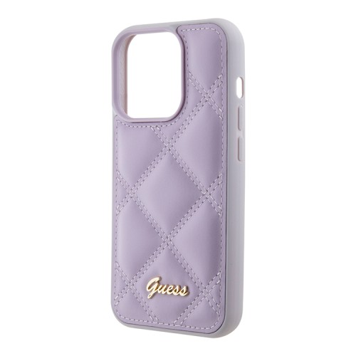 Guess для iPhone 15 Pro Max чехол PU Quilted with Script metal logo Hard Light Purple