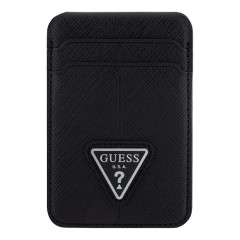 Guess картхолдер для iPhone Wallet Cardslot MagSafe PU Saffiano Triangle metal logo Black