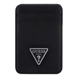 Guess картхолдер для iPhone Wallet Cardslot MagSafe PU Saffiano Triangle metal logo Black