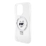 Karl Lagerfeld для iPhone 15 Pro чехол PC/TPU + Ring stand NFT Choupette head Hard White (MagSafe)