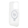 Karl Lagerfeld для iPhone 15 Pro чехол PC/TPU + Ring stand NFT Choupette head Hard White (MagSafe)