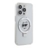Karl Lagerfeld для iPhone 15 Pro чехол PC/TPU + Ring stand NFT Choupette head Hard White (MagSafe)