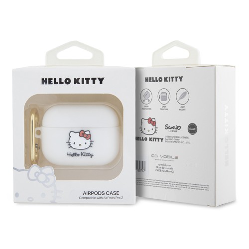 Hello Kitty для Airpods Pro 2 чехол Liquid silicone 3D Rubber Kitty Head White