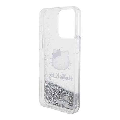 Hello Kitty для iPhone 15 Pro Max чехол Liquid Glitter Kitty Head Hard Translucent