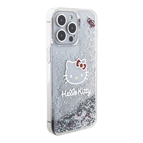 Hello Kitty для iPhone 15 Pro Max чехол Liquid Glitter Kitty Head Hard Translucent