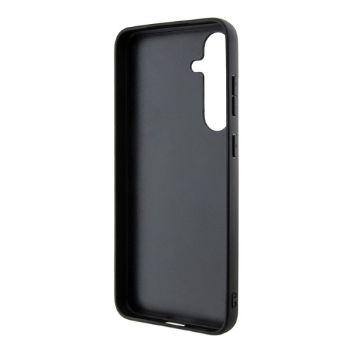 BMW для Galaxy S24+ чехол Leather Half Textured with Ring Metal logo Hard Black (MagSafe)