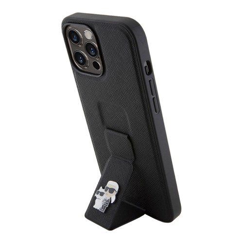 Karl Lagerfeld для iPhone 13 Pro Max чехол GripStand PU Saffiano NFT Karl & Choupette metal Hard Black