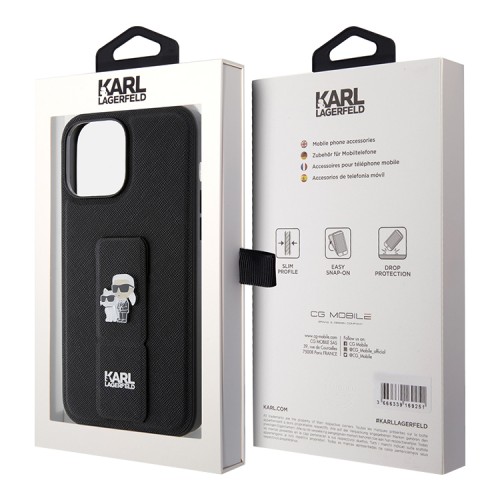 Karl Lagerfeld для iPhone 13 Pro Max чехол GripStand PU Saffiano NFT Karl & Choupette metal Hard Black