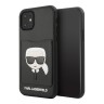 Чехол Lagerfeld PU Leather Karl's Head Hard with cardslot для iPhone 11, черный