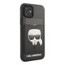 Чехол Lagerfeld PU Leather Karl's Head Hard with cardslot для iPhone 11, черный