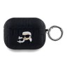 Karl Lagerfeld для Airpods Pro чехол PU Saffiano Monogram with ring NFT Metal Head Karl&Choupette Black