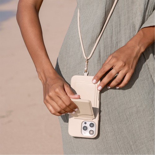 Uniq для iPhone 16 Pro Max чехол кожаный со шнурком COEHL MUSE Cream (MagSafe)