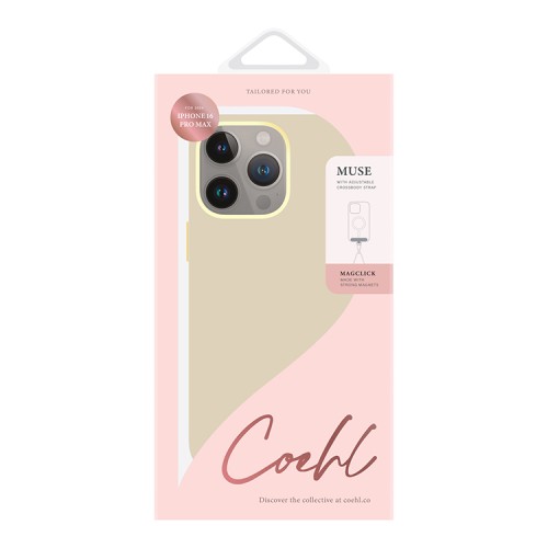 Uniq для iPhone 16 Pro Max чехол кожаный со шнурком COEHL MUSE Cream (MagSafe)