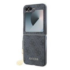 Guess для Galaxy Z Flip 6 чехол PU кожа 4G Charms collection Grey