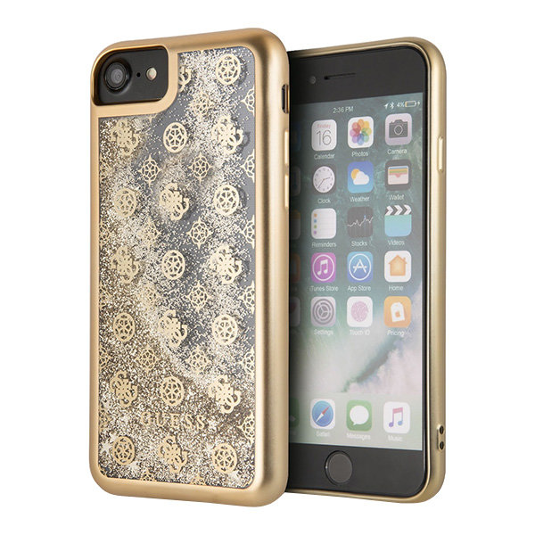Чехол Guess Glitter 4G Peony Hard для iPhone 7/8/SE 2020, золотой
