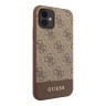 Чехол Guess 4G Stripe Metal logo Hard для iPhone 11, коричневый