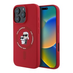 Karl Lagerfeld для iPhone 16 Pro Max чехол Liquid Silicone NFT Karl&amp;Choupette Red (MagSafe)