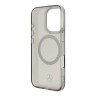 Mercedes для iPhone 16 Pro чехол PC/TPU Transparent with Silver Ring, Black (MagSafe)
